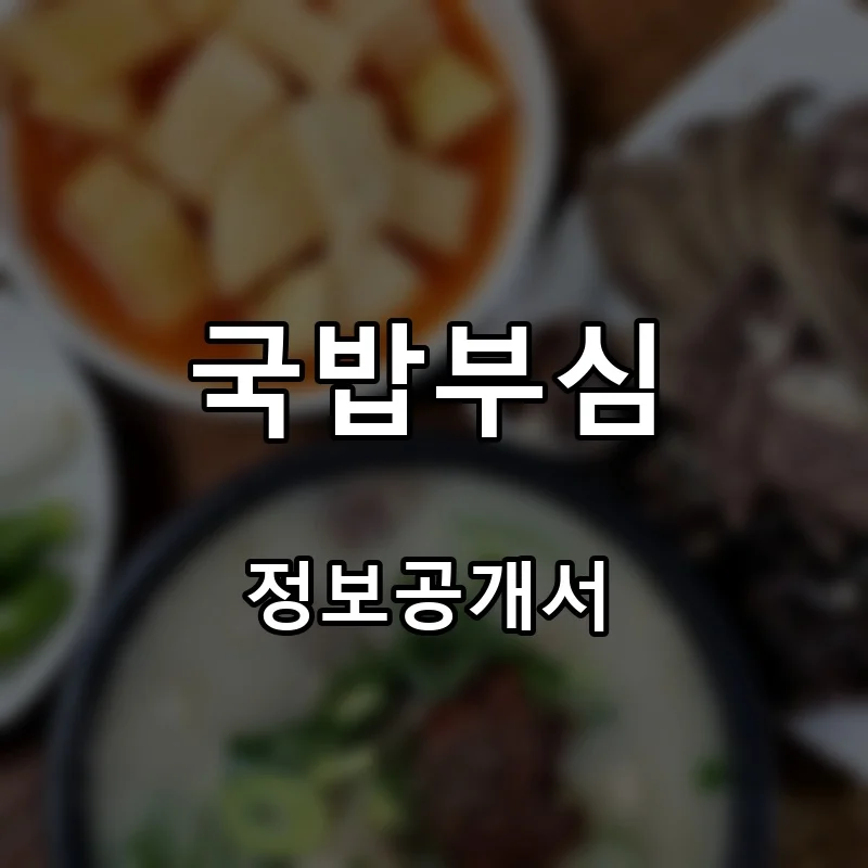 국밥부심 창업 프랜차이즈 정보공개서 요약 2025.08.18