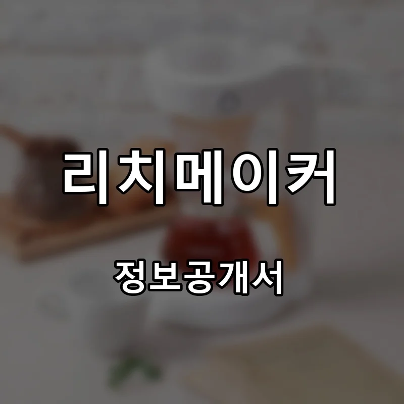 리치메이커 창업 프랜차이즈 정보공개서 요약 2026.05.08