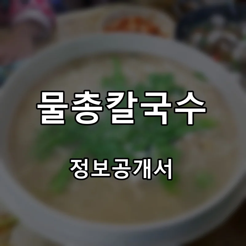 물총칼국수 프랜차이즈 창업 비용 정보공개서 요약