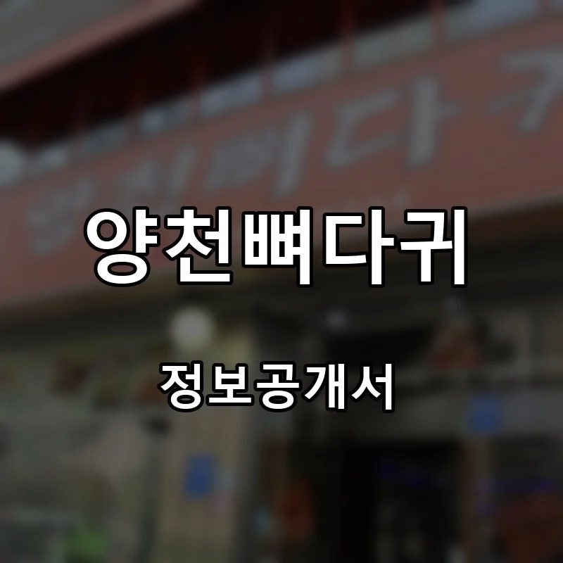 양천뼈다귀 프랜차이즈 창업 비용 정보공개서 요약