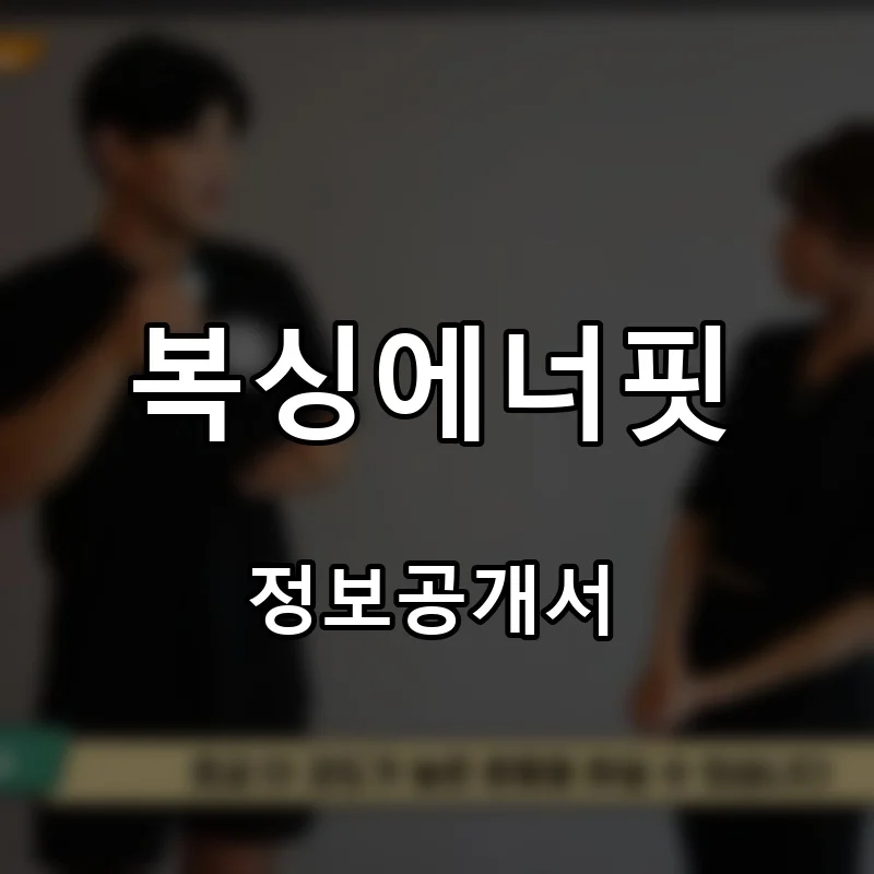 복싱에너핏 창업 프랜차이즈 정보공개서 요약 2026.06.29