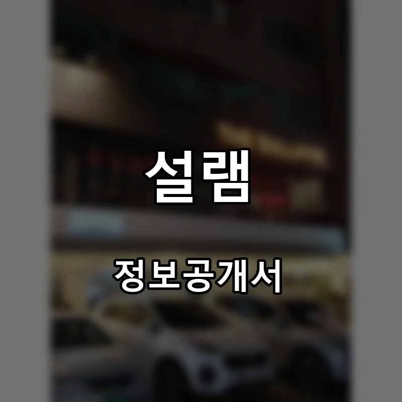 설램 프랜차이즈 창업 비용 정보공개서 요약