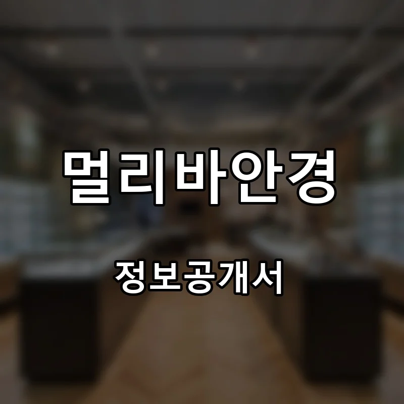멀리바안경 프랜차이즈 창업 비용 정보공개서 요약