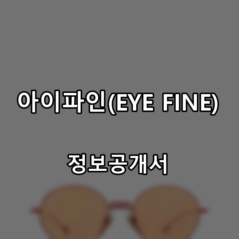 아이파인(EYE FINE) 프랜차이즈 창업 비용 정보공개서 요약