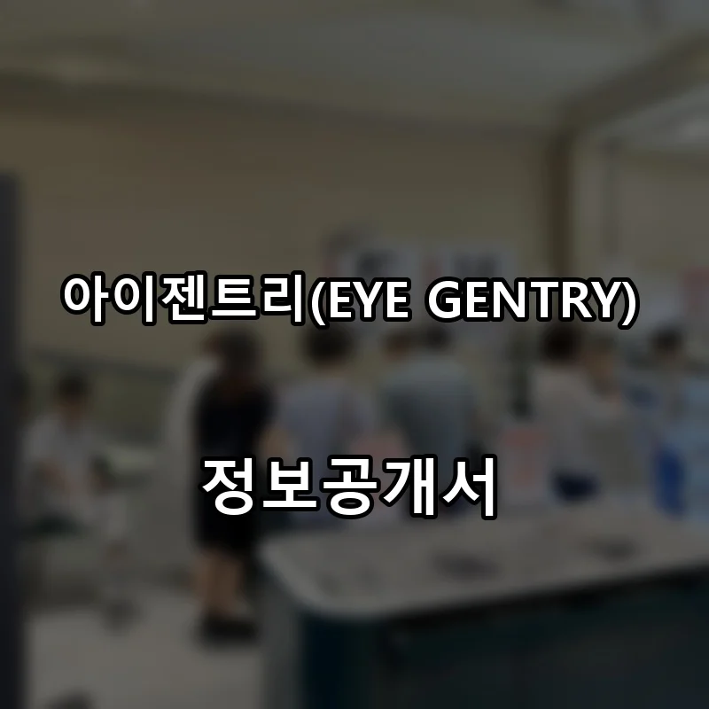 아이젠트리(EYE GENTRY) 프랜차이즈 창업 비용 정보공개서 요약
