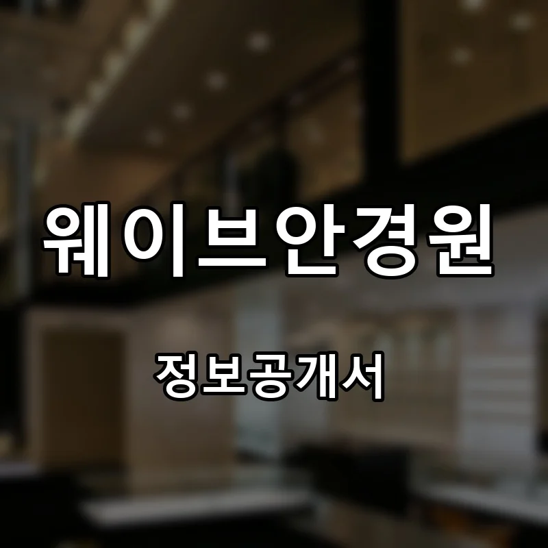 웨이브안경원 프랜차이즈 창업 비용 정보공개서 요약