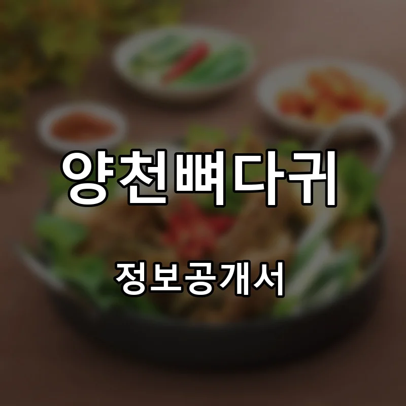 양천뼈다귀 창업 프랜차이즈 정보공개서 요약 2026.06.29