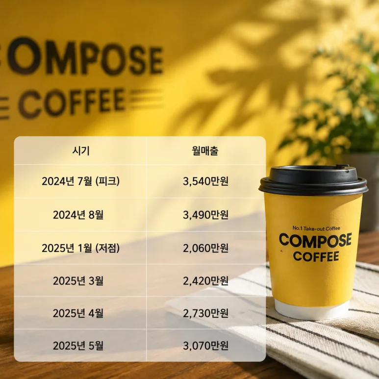 광진구 컴포즈커피 - 광진구 컴포즈커피, 1억 4,500만원으로 안정적인 창업 가능성
