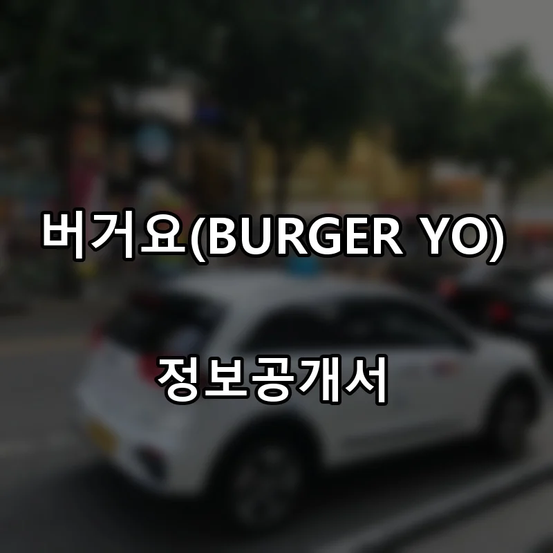 버거요(BURGER YO) 프랜차이즈 창업 비용 정보공개서 요약