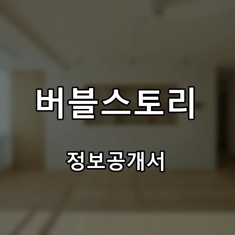 버블스토리 프랜차이즈 창업 비용 정보공개서 요약