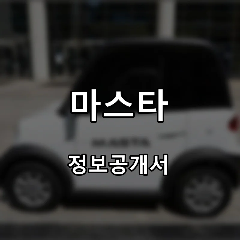 마스타 프랜차이즈 창업 비용 정보공개서 요약