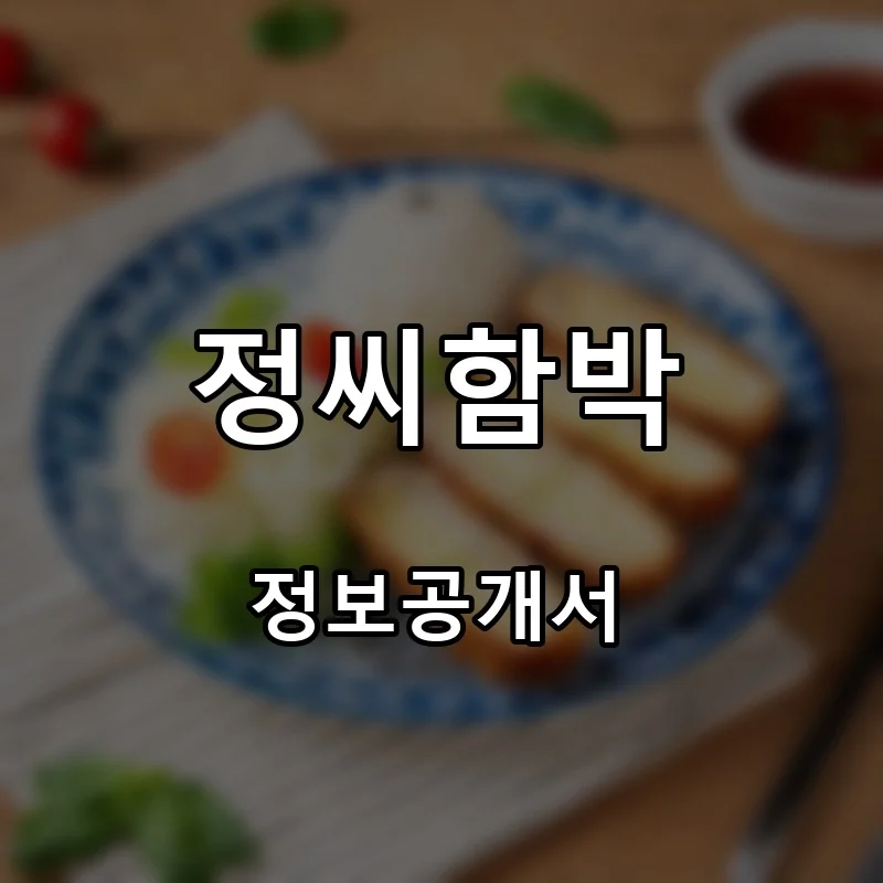 정씨함박 프랜차이즈 창업 비용 정보공개서 요약