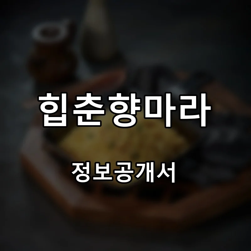 힙춘향마라 프랜차이즈 창업 비용 정보공개서 요약