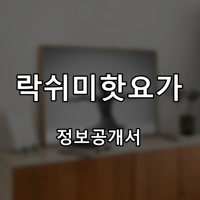 락쉬미핫요가 프랜차이즈 창업 비용 정보공개서 요약