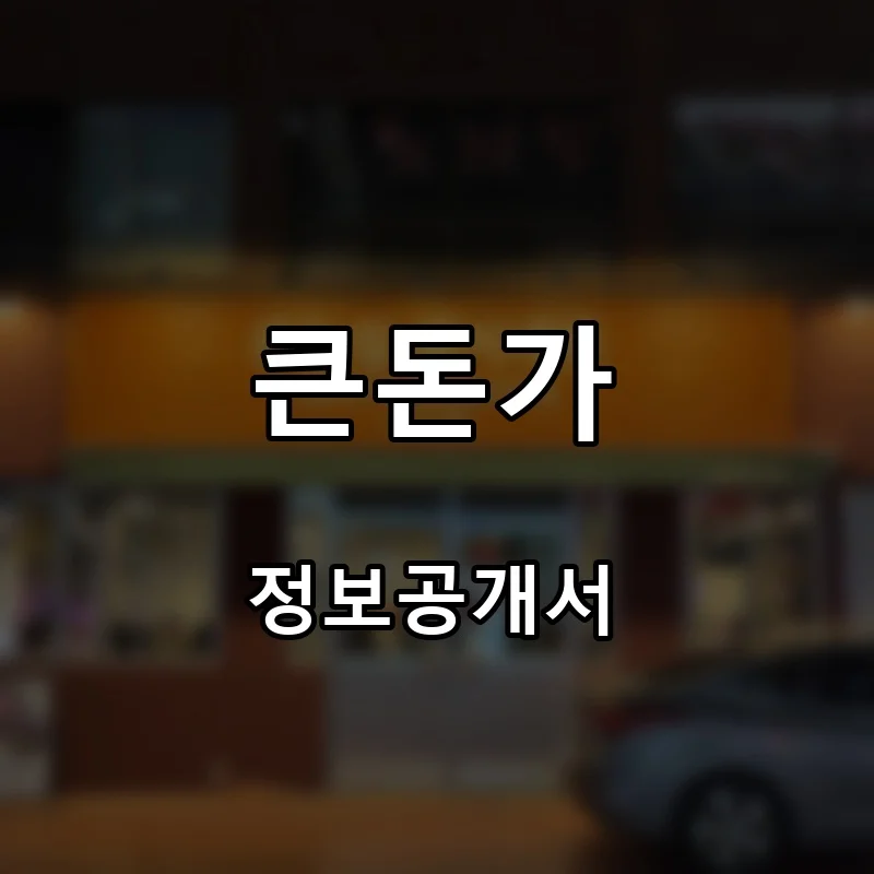 큰돈가 프랜차이즈 창업 비용 정보공개서 요약