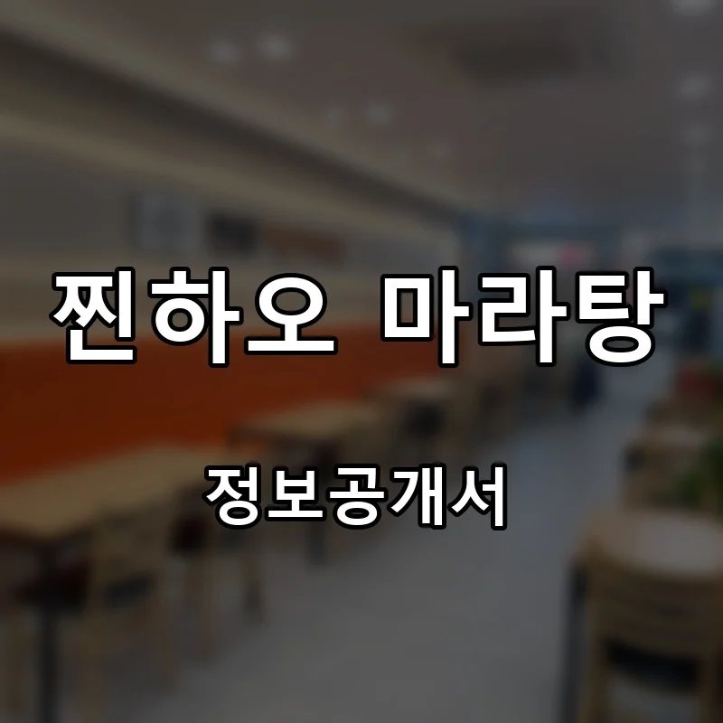 찐하오 마라탕 프랜차이즈 창업 비용 정보공개서 요약