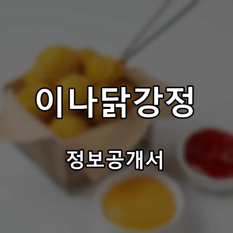 이나닭강정 프랜차이즈 창업 비용 정보공개서 요약