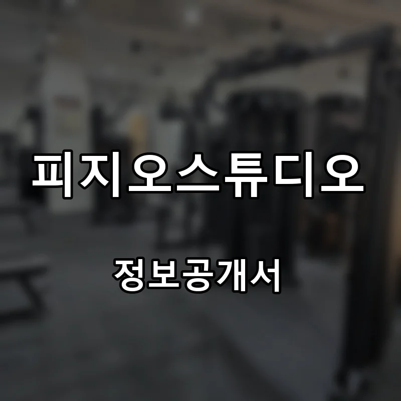 피지오스튜디오 프랜차이즈 창업 비용 정보공개서 요약