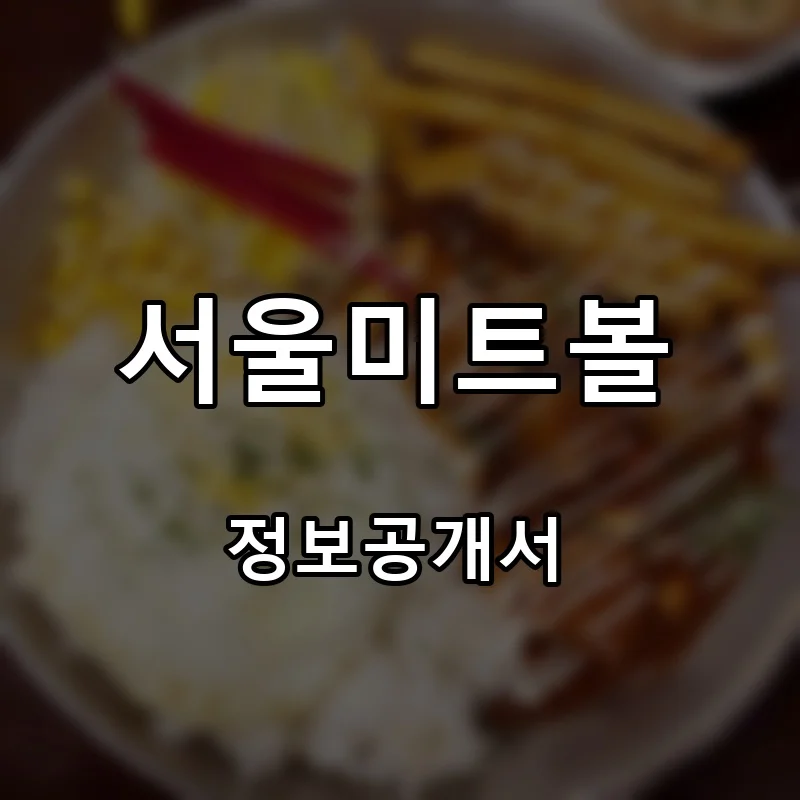 서울미트볼 프랜차이즈 창업 비용 정보공개서 요약