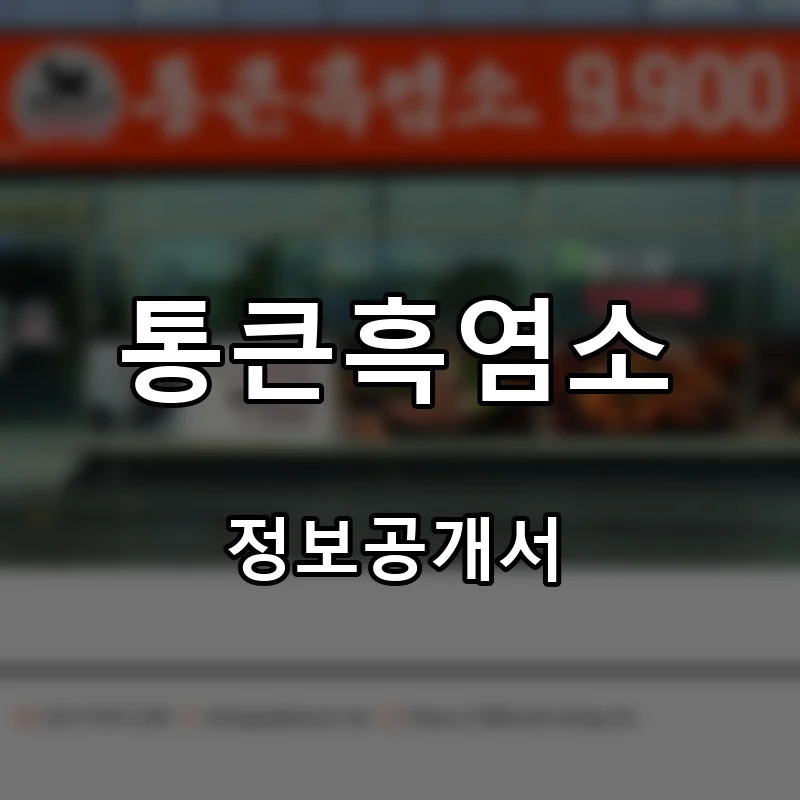 통큰흑염소 프랜차이즈 창업 비용 정보공개서 요약