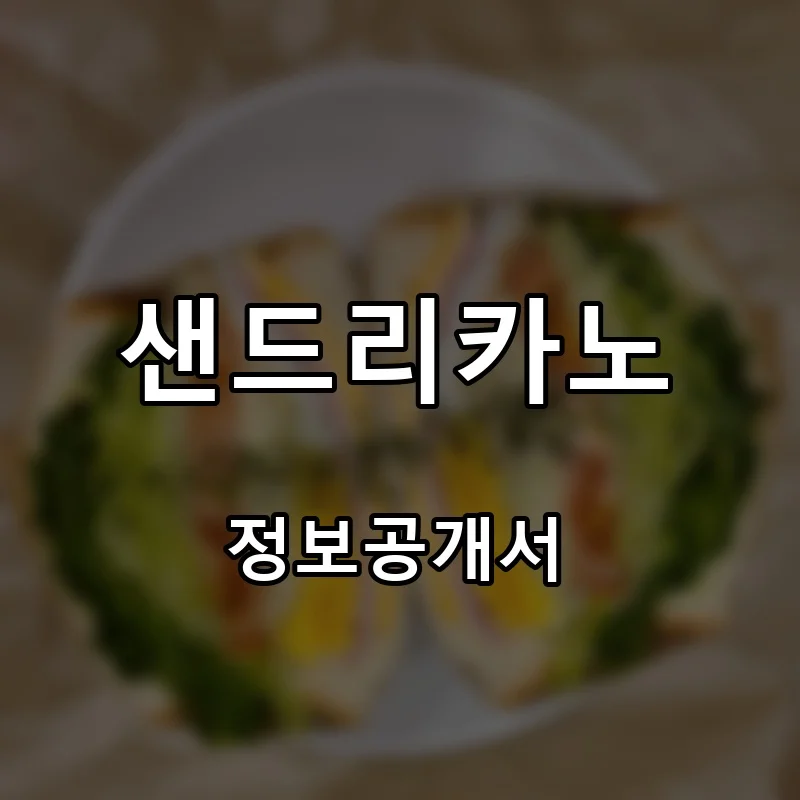 샌드리카노 프랜차이즈 창업 비용 정보공개서 요약
