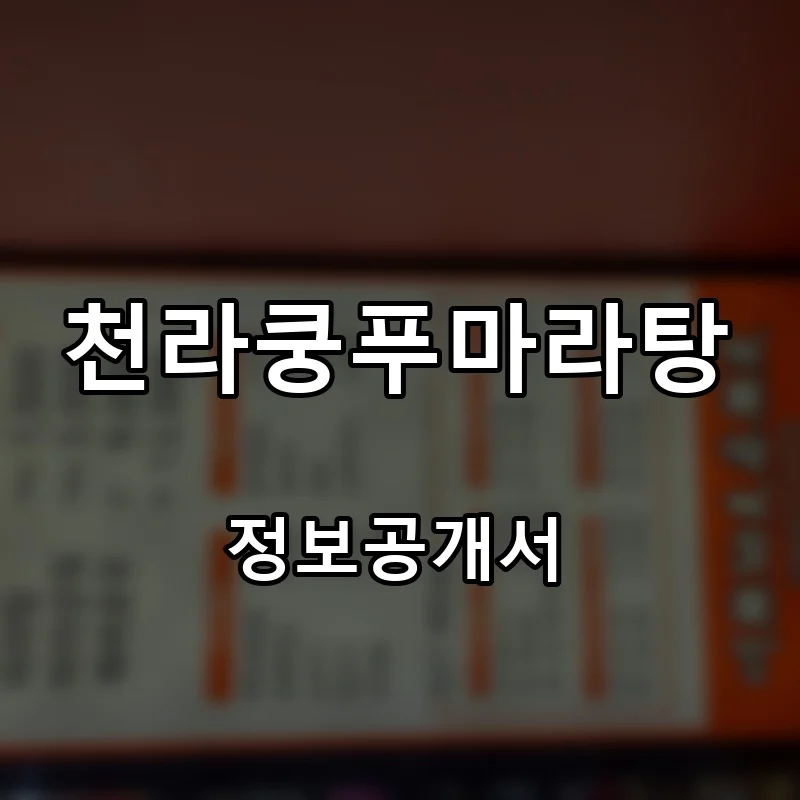천라쿵푸마라탕 프랜차이즈 창업 비용 정보공개서 요약