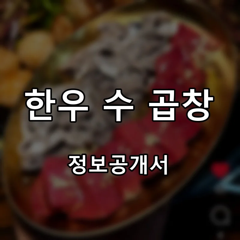 한우 수 곱창 프랜차이즈 창업 비용 정보공개서 요약