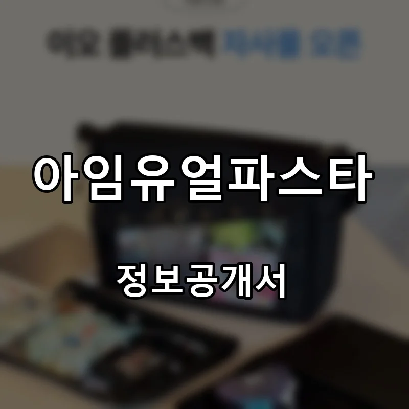 아임유얼파스타 프랜차이즈 창업 비용 정보공개서 요약