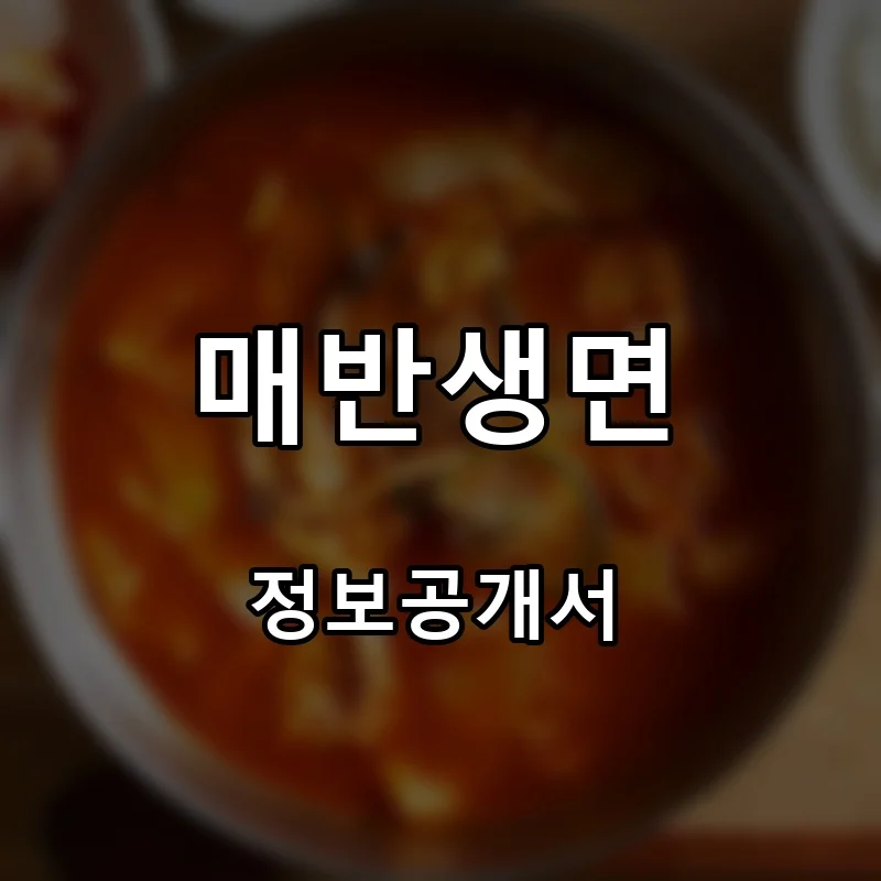 매반생면 프랜차이즈 창업 비용 정보공개서 요약