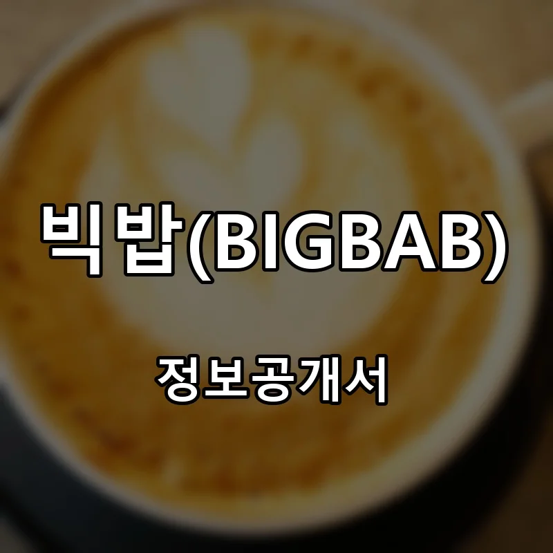 빅밥(BIGBAB) 프랜차이즈 창업 비용 정보공개서 요약