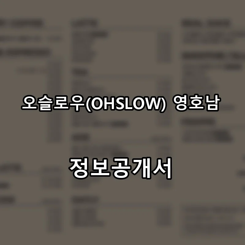 오슬로우(OHSLOW) 영호남 프랜차이즈 창업 비용 정보공개서 요약