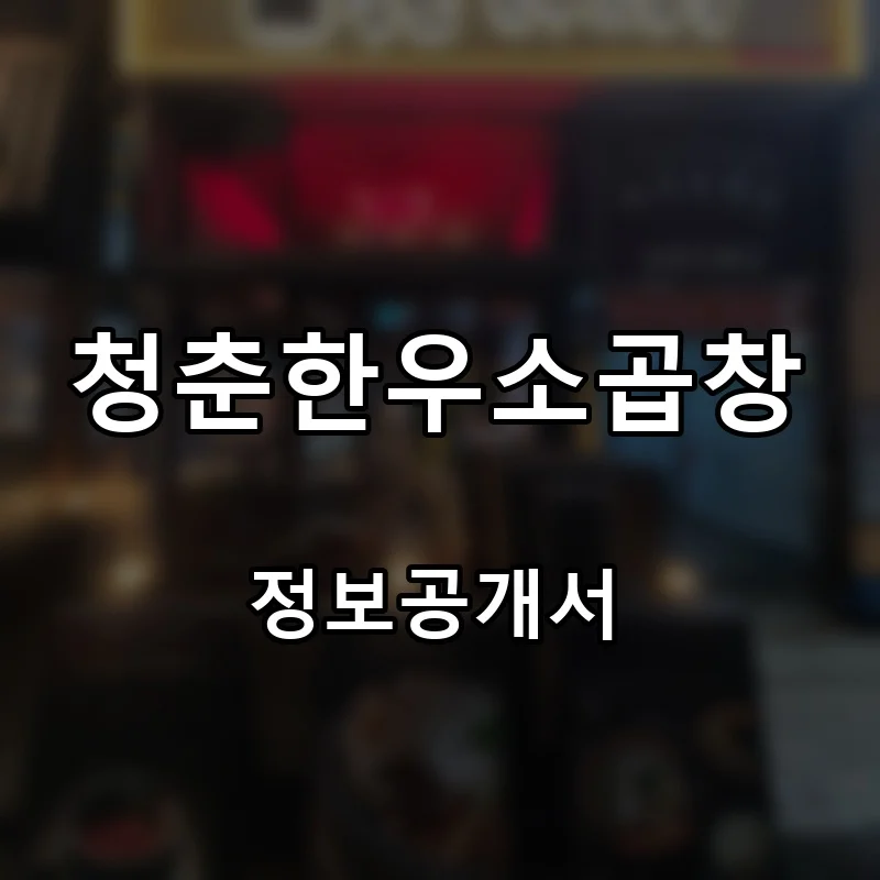 청춘한우소곱창 프랜차이즈 창업 비용 정보공개서 요약