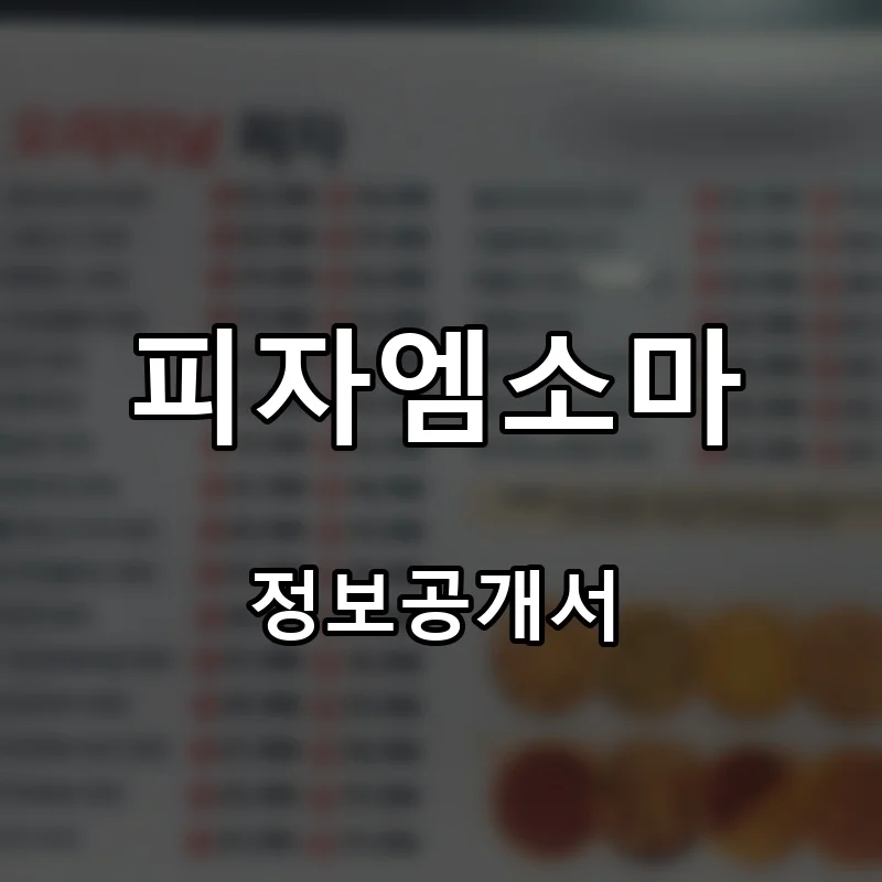 피자엠소마 프랜차이즈 창업 비용 정보공개서 요약