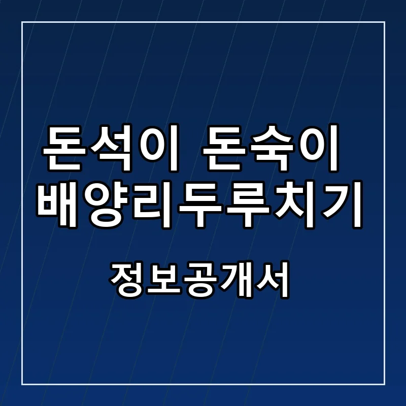 돈석이 돈숙이 배양리두루치기 프랜차이즈 창업 비용 정보공개서 요약