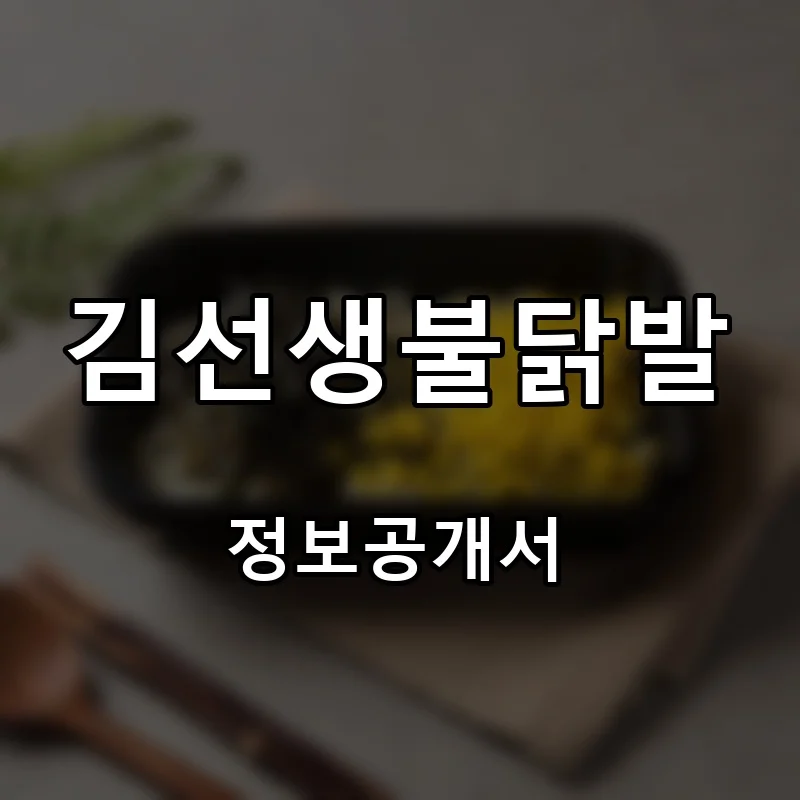 김선생불닭발 프랜차이즈 창업 비용 정보공개서 요약