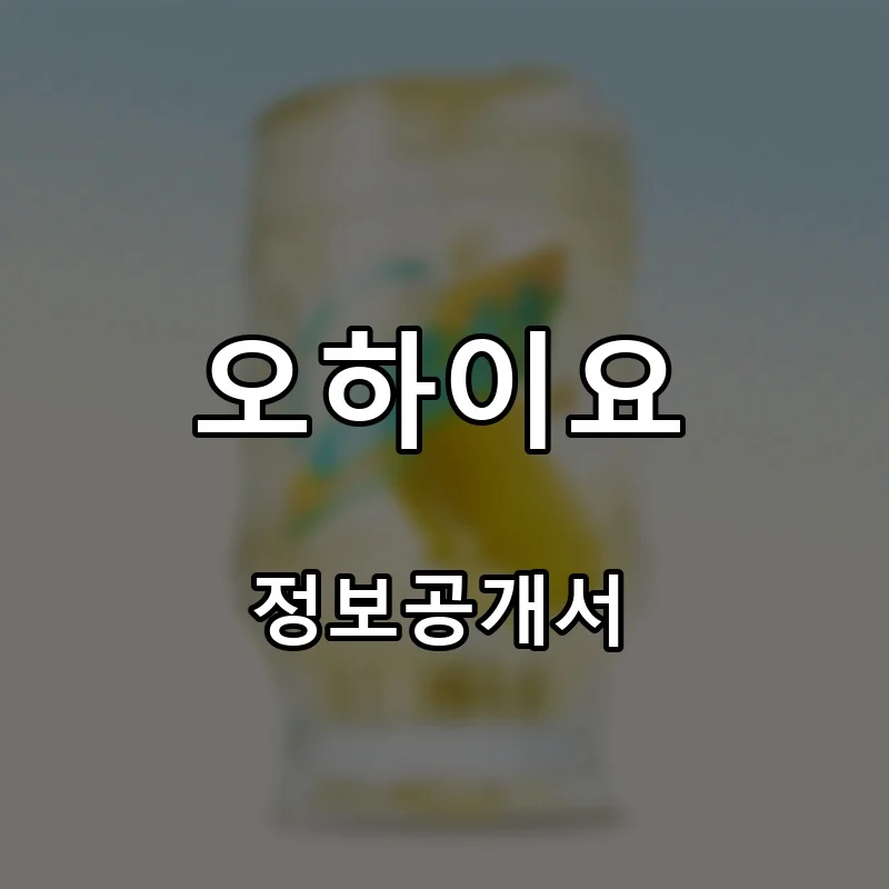 오하이요 프랜차이즈 창업 비용 정보공개서 요약