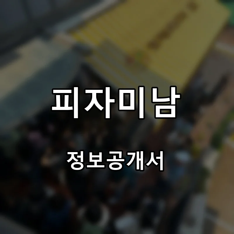 피자미남 프랜차이즈 창업 비용 정보공개서 요약