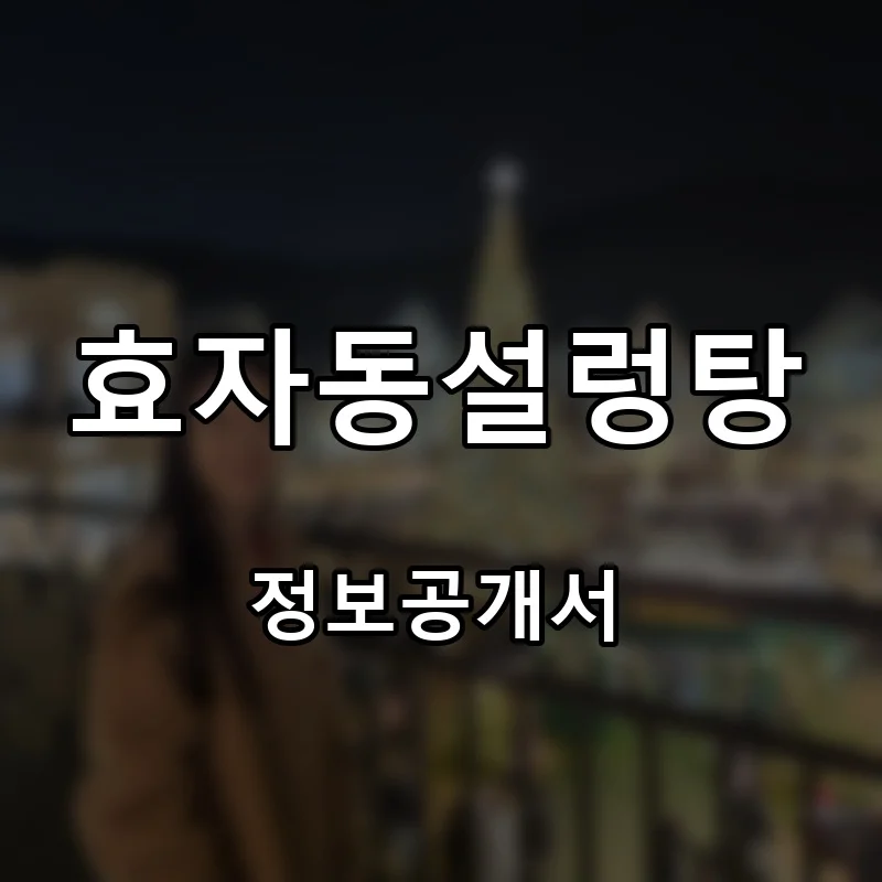 효자동설렁탕 프랜차이즈 창업 비용 정보공개서 요약