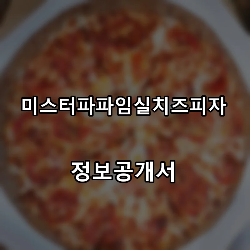 미스터파파임실치즈피자 프랜차이즈 창업 비용 정보공개서 요약