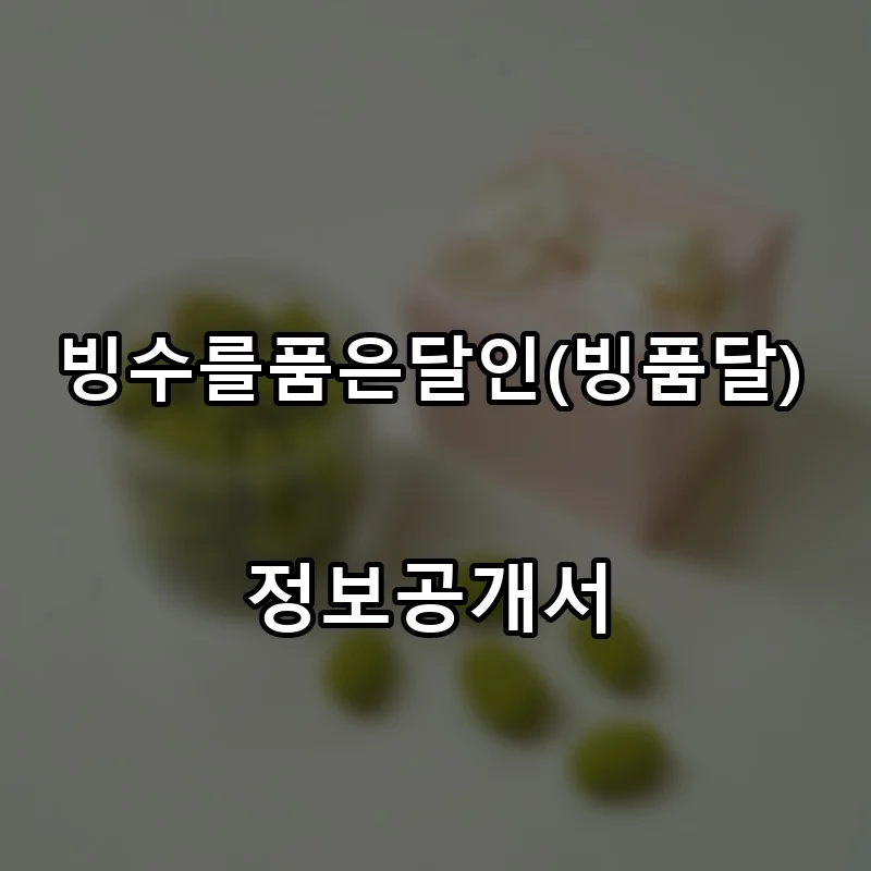 빙수를품은달인(빙품달) 프랜차이즈 창업 비용 정보공개서 요약