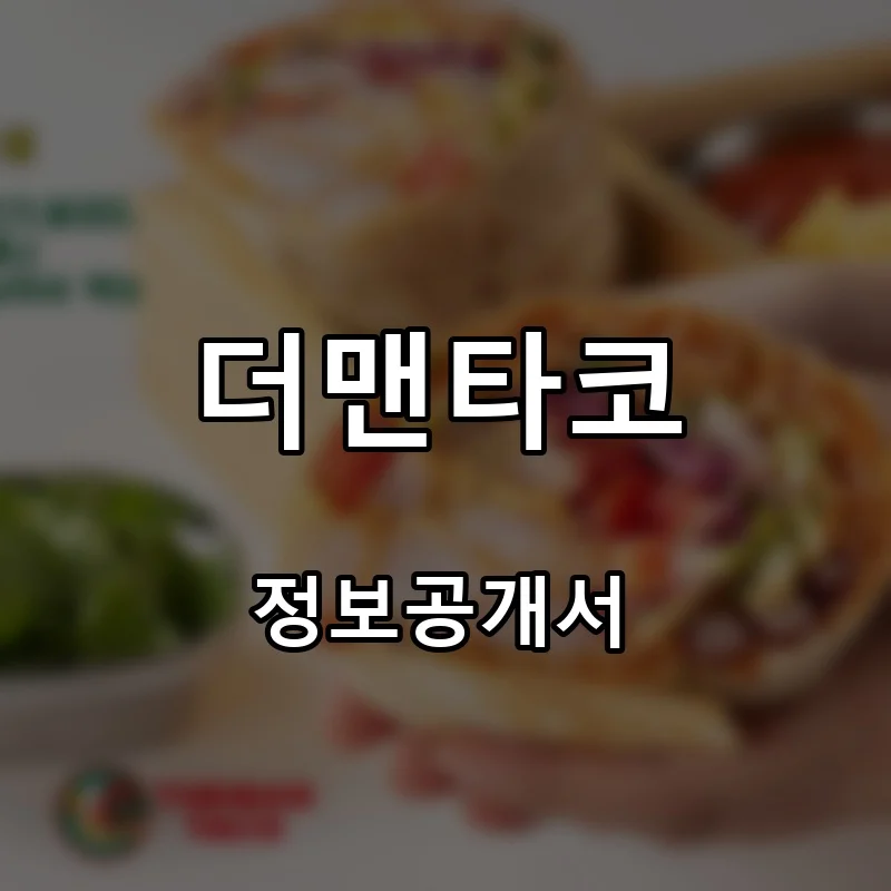 더맨타코 프랜차이즈 창업 비용 정보공개서 요약