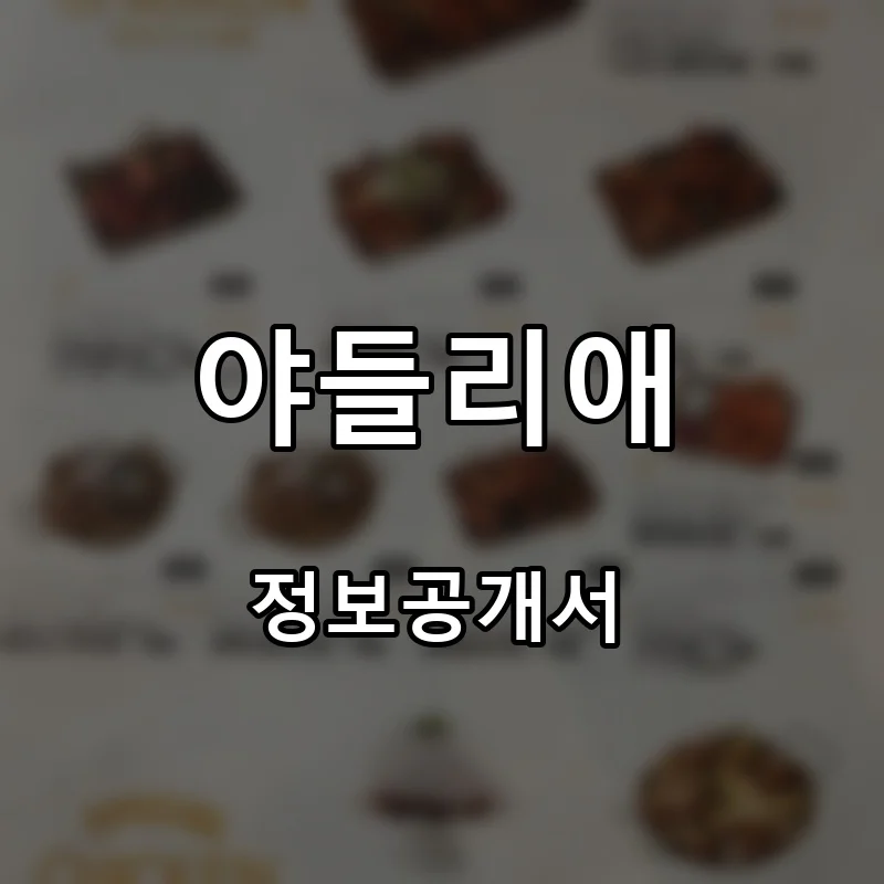 야들리애 프랜차이즈 창업 비용 정보공개서 요약