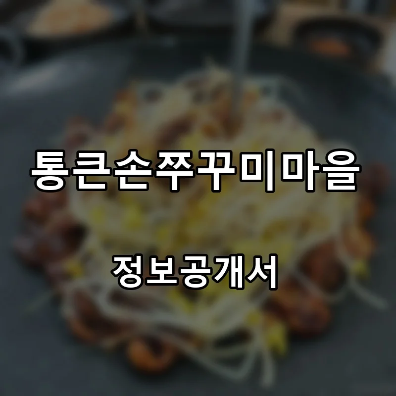 통큰손쭈꾸미마을 프랜차이즈 창업 비용 정보공개서 요약