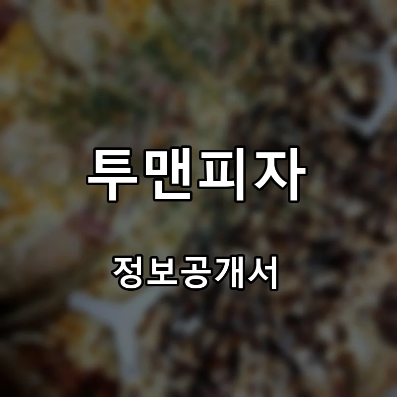 투맨피자 프랜차이즈 창업 비용 정보공개서 요약