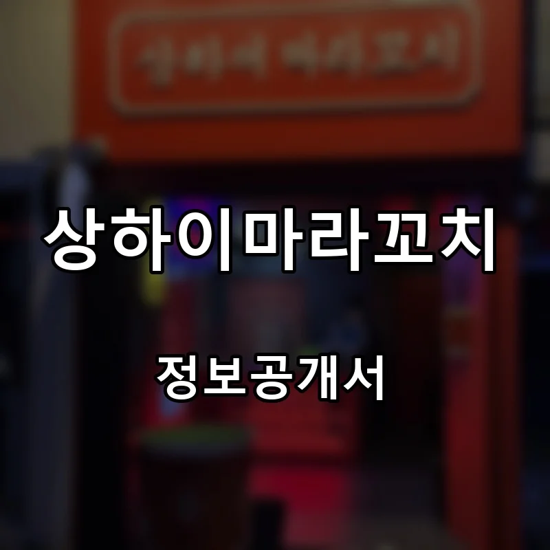 상하이마라꼬치 프랜차이즈 창업 비용 정보공개서 요약