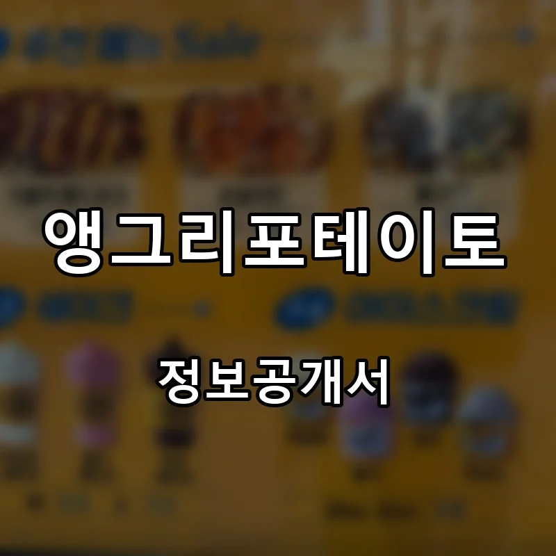 앵그리포테이토 프랜차이즈 창업 비용 정보공개서 요약