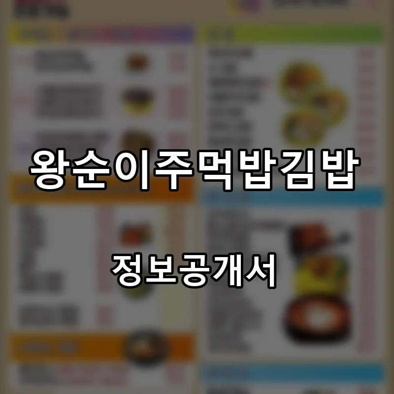 왕순이주먹밥김밥 프랜차이즈 창업 비용 정보공개서 요약