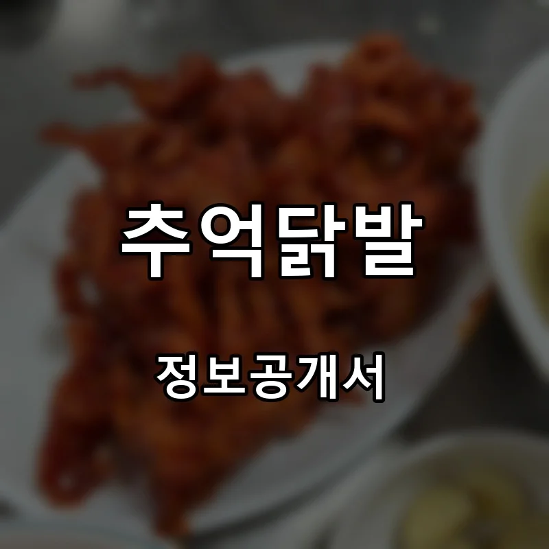 추억닭발 프랜차이즈 창업 비용 정보공개서 요약