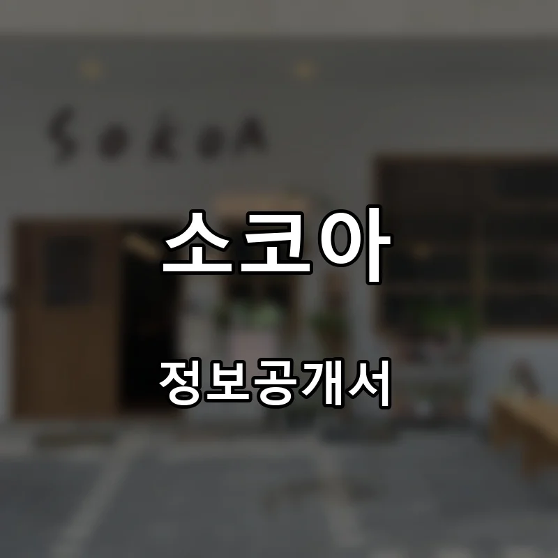 소코아 프랜차이즈 창업 비용 정보공개서 요약