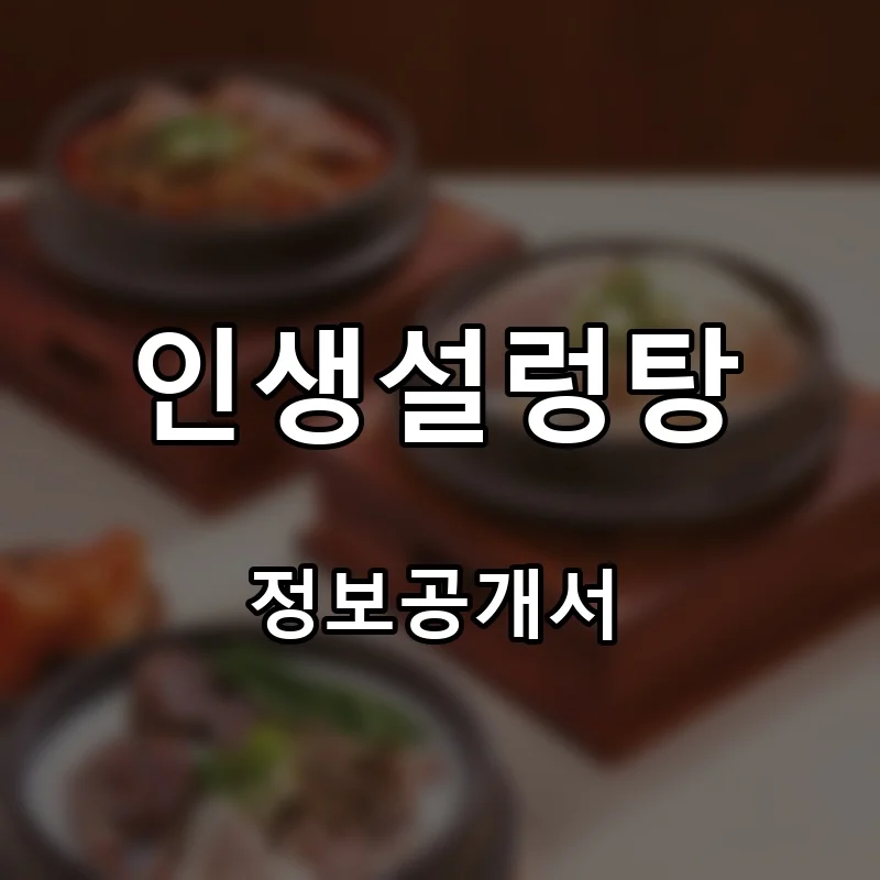 인생설렁탕 프랜차이즈 창업 비용 정보공개서 요약